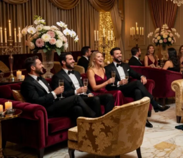 Hosté si užívají elegantní večírek s úsměvem