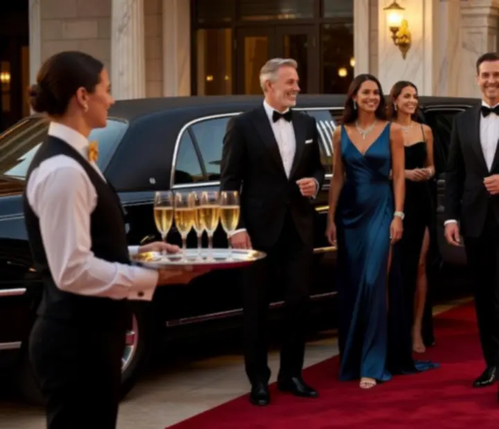 Servírované welcome drinky při příchodu VIP hostů